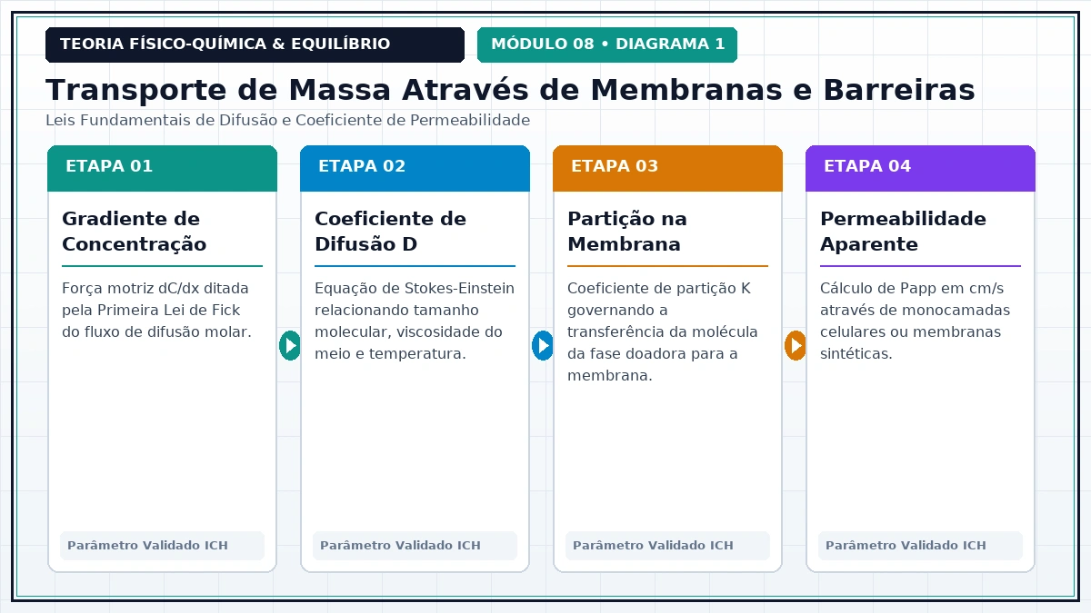 Diagrama Físico-Químico Teórico - Difusão, Permeabilidade e Liberação de Fármacos