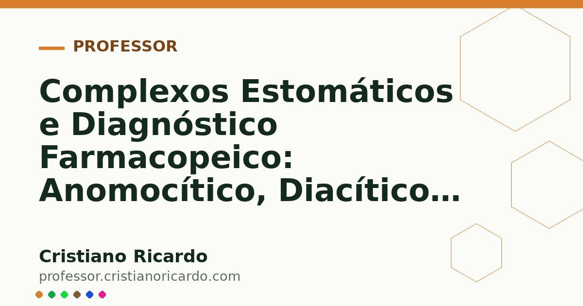 Card OG automático: Complexos Estomáticos e Diagnóstico Farmacopeico: Anomocítico, Diacítico, Paracítico e Anisocítico (Tratado de Farmacobotânica 2010)