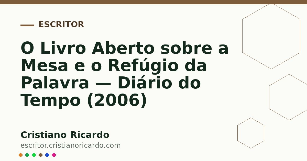 Card OG automático: O Livro Aberto sobre a Mesa e o Refúgio da Palavra — Diário do Tempo (2006)