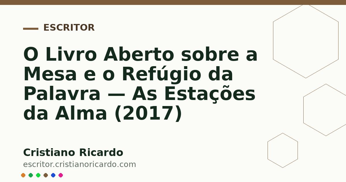 Card OG automático: O Livro Aberto sobre a Mesa e o Refúgio da Palavra — As Estações da Alma (2017)